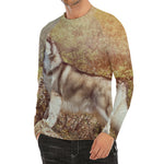 Vintage Alaskan Malamute Print Men's Long Sleeve Rash Guard