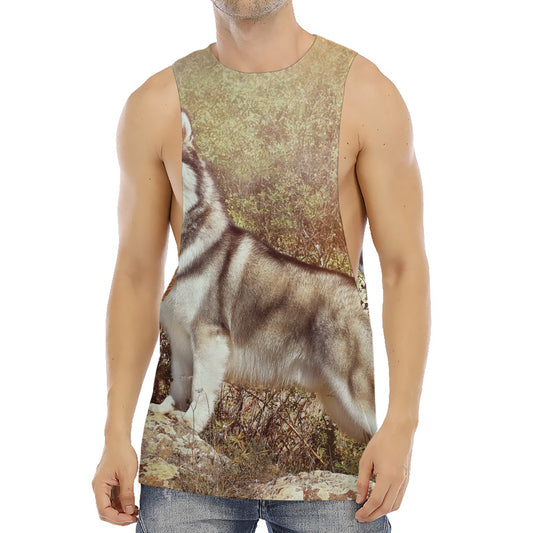 Vintage Alaskan Malamute Print Men's Muscle Tank Top