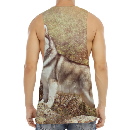 Vintage Alaskan Malamute Print Men's Muscle Tank Top