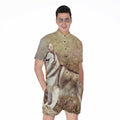 Vintage Alaskan Malamute Print Men's Romper