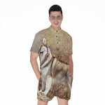 Vintage Alaskan Malamute Print Men's Rompers