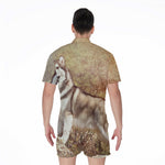 Vintage Alaskan Malamute Print Men's Rompers
