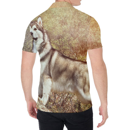 Vintage Alaskan Malamute Print Men's Shirt