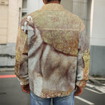 Vintage Alaskan Malamute Print Men's Shirt Jacket