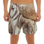 Vintage Alaskan Malamute Print Men's Split Running Shorts