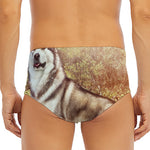 Vintage Alaskan Malamute Print Men's Triangle Swim Briefs
