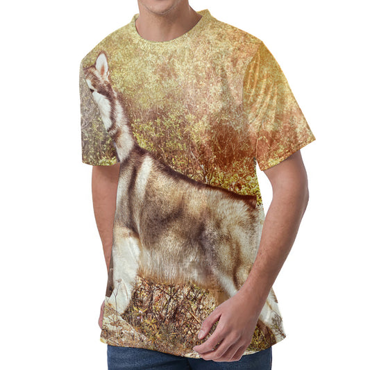 Vintage Alaskan Malamute Print Men's Velvet T-Shirt