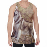 Vintage Alaskan Malamute Print Men's Velvet Tank Top