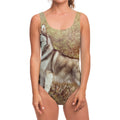 Vintage Alaskan Malamute Print One Piece Swimsuit