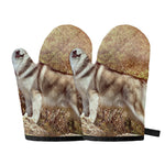 Vintage Alaskan Malamute Print Oven Mitts
