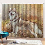 Vintage Alaskan Malamute Print Pencil Pleat Curtains