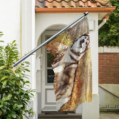 Vintage Alaskan Malamute Print Polyester Flag