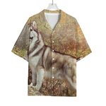Vintage Alaskan Malamute Print Rayon Hawaiian Shirt