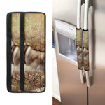 Vintage Alaskan Malamute Print Refrigerator Handle Covers