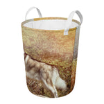 Vintage Alaskan Malamute Print Round Laundry Basket