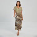 Vintage Alaskan Malamute Print Short Sleeve Maxi Dress