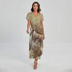 Vintage Alaskan Malamute Print Short Sleeve Maxi Dress