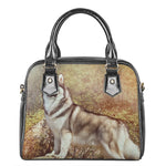 Vintage Alaskan Malamute Print Shoulder Handbag
