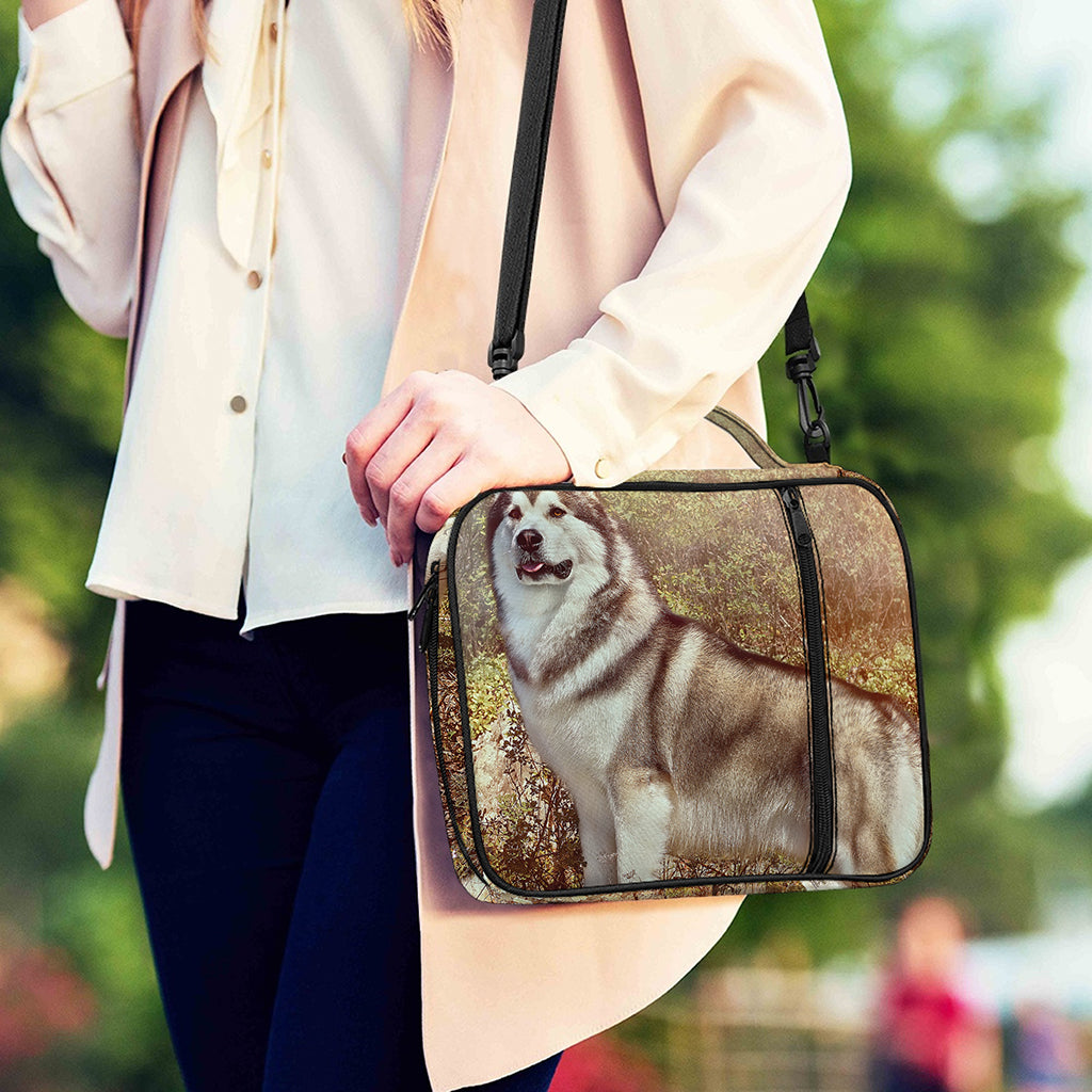 Vintage Alaskan Malamute Print Shoulder Strap Bible Bag