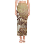 Vintage Alaskan Malamute Print Side Slit Maxi Skirt