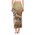 Vintage Alaskan Malamute Print Side Slit Maxi Skirt