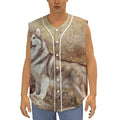 Vintage Alaskan Malamute Print Sleeveless Baseball Jersey