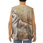 Vintage Alaskan Malamute Print Sleeveless Baseball Jersey