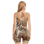 Vintage Alaskan Malamute Print Sleeveless One Piece Swimsuit