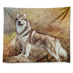 Vintage Alaskan Malamute Print Tapestry