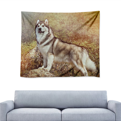 Vintage Alaskan Malamute Print Tapestry