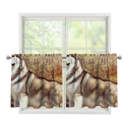 Vintage Alaskan Malamute Print Tier Curtains