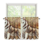 Vintage Alaskan Malamute Print Tier Curtains