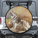 Vintage Alaskan Malamute Print Tire Cover With Camera Hole