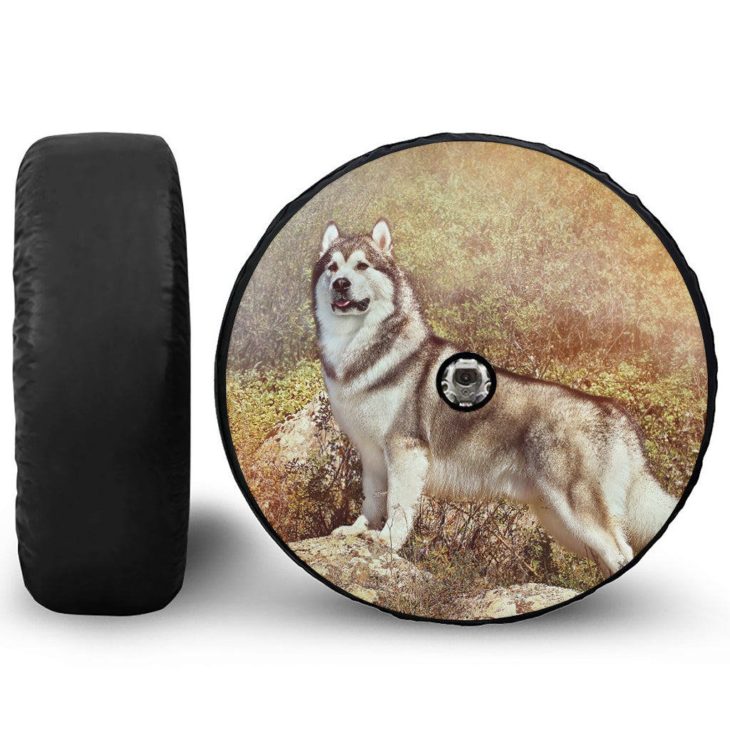Vintage Alaskan Malamute Print Tire Cover With Camera Hole