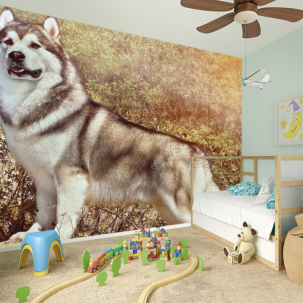 Vintage Alaskan Malamute Print Wall Sticker