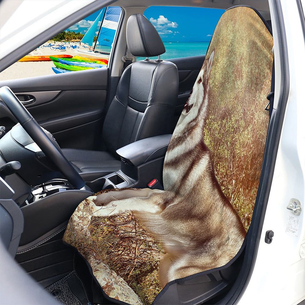 Vintage Alaskan Malamute Print Waterproof Car Seat Cover
