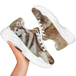 Vintage Alaskan Malamute Print White Chunky Shoes