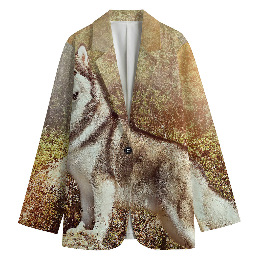 Vintage Alaskan Malamute Print Women's Blazer