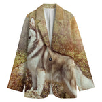 Vintage Alaskan Malamute Print Women's Blazer