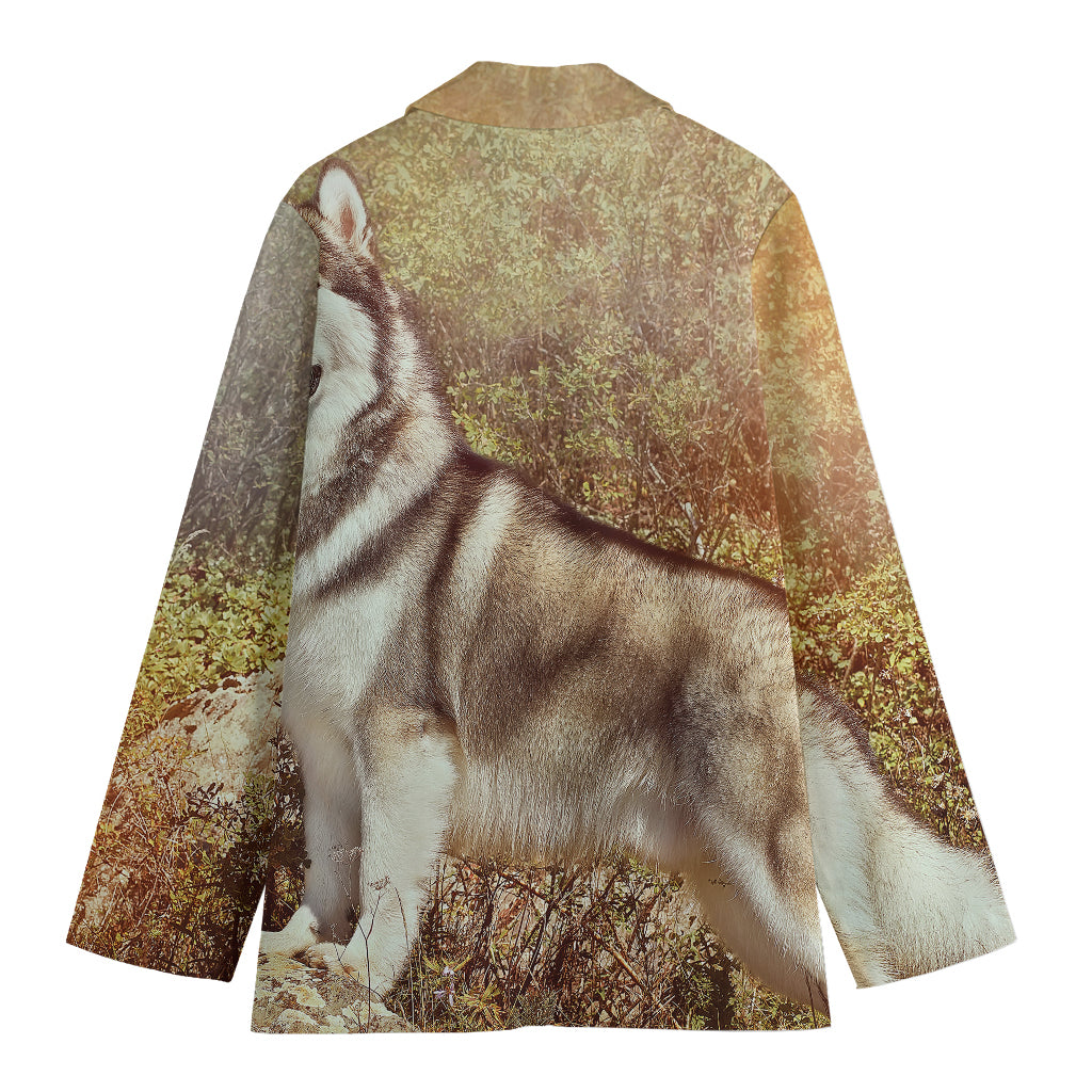 Vintage Alaskan Malamute Print Women's Blazer