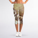 Vintage Alaskan Malamute Print Women's Capri Leggings
