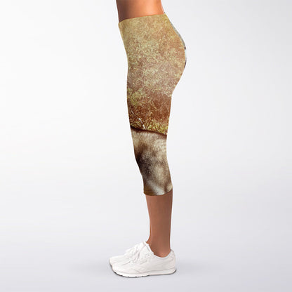 Vintage Alaskan Malamute Print Women's Capri Leggings