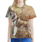 Vintage Alaskan Malamute Print Women's Polo Shirt