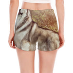 Vintage Alaskan Malamute Print Women's Split Running Shorts