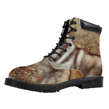 Vintage Alaskan Malamute Print Work Boots