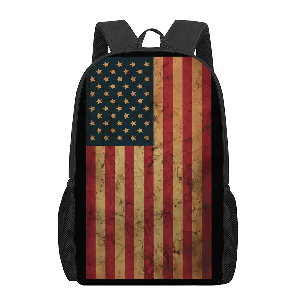 Vintage American Flag Print 17 Inch Backpack