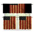 Vintage American Flag Print 3 Piece Kitchen Curtains
