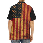 Vintage American Flag Print Aloha Shirt