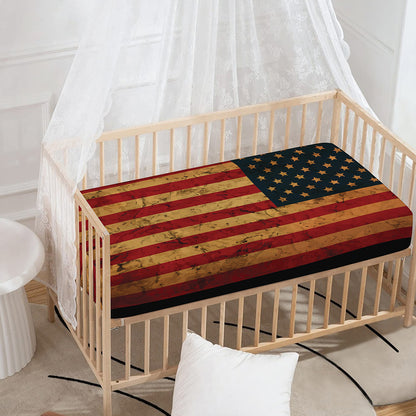 Vintage American Flag Print Baby Crib Sheet