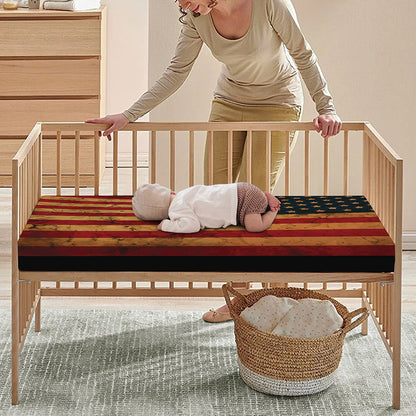 Vintage American Flag Print Baby Crib Sheet